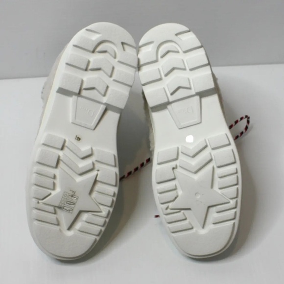 Dior Women's Ankle Boots. leather, lace-up, round toe, chunky, Off white,Size:39 - Picture 6 of 15